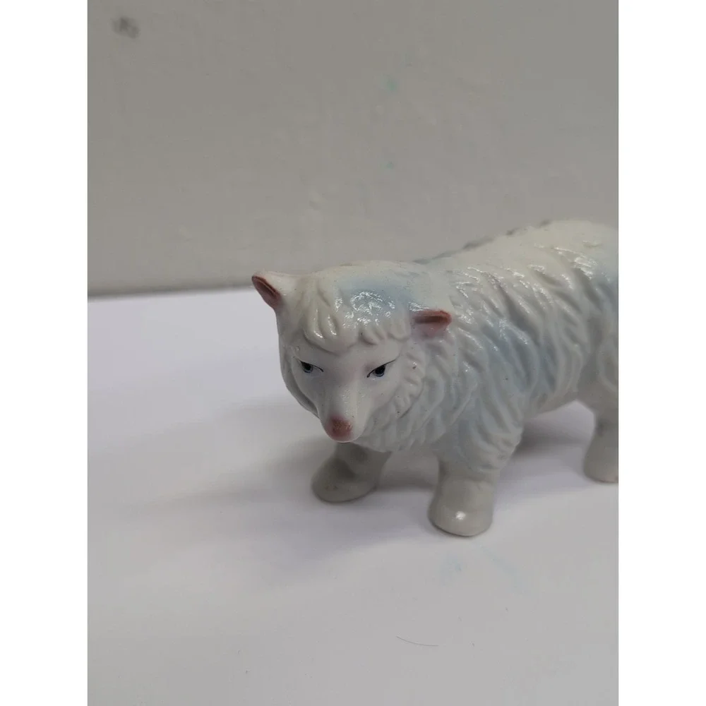 Vintage Homco Ceramic White Sheep Figurine, model #5552 Nativity Scene